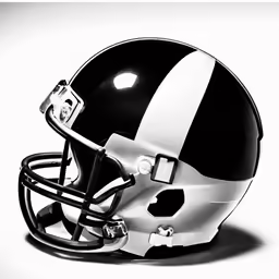 a football helmet with white and black stripes