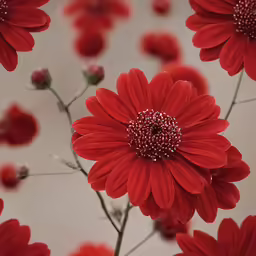 a bouquet of red flowers in a vase