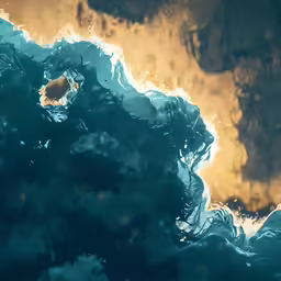 this looks like an ocean wave with a golden thing on it