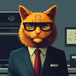 an orange cat in suit and tie