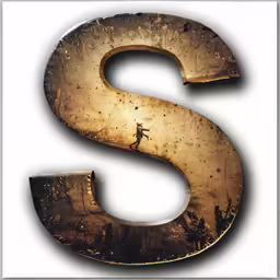 a big golden letter s is sitting in front of a white background