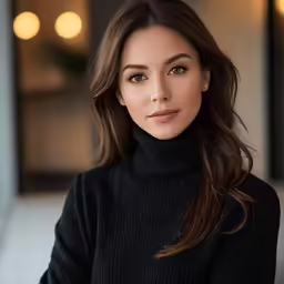 a woman with long hair and black sweater