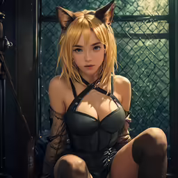 this is a 3d rendering of a cat - costumed girl