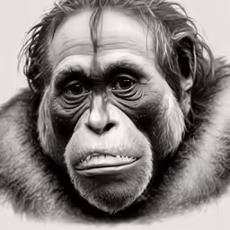 a monkey has its face obscured by the fur of his coat