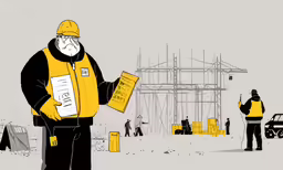 a person in yellow and black wearing construction gear