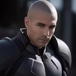an image of a man wearing some black armor
