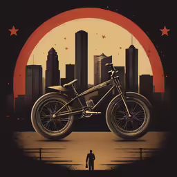 a man standing by an artwork on the back of a bicycle