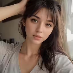 a young woman in grey shirt looking at the camera