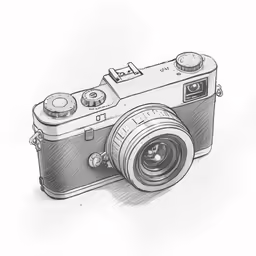 the camera is a drawing in pencil