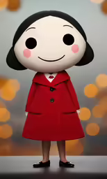 a girl in red with a red jacket and coat