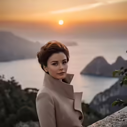 woman in tan jacket looking off into the distance