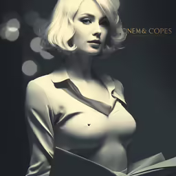 a blonde woman in a dress shirt and blouse