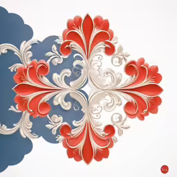 the red and white shapes look like they are going to fly down the wall