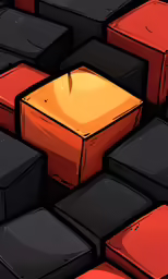 an array of shiny objects that are red and black