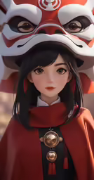 a doll wearing a red and white costume and hat