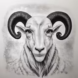 the goat with large horns is depicted in this illustration