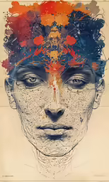 an image of a face with artistic elements in it