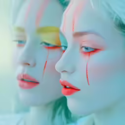 three young female models with make up on their faces