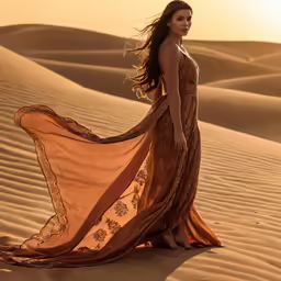 a woman is walking in the sand dunes