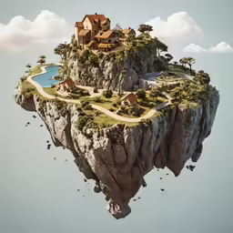 a digital rendering of a small island