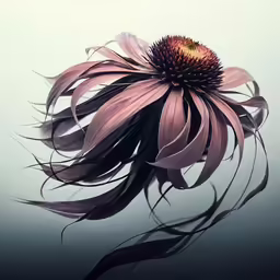 a flower with long, flowing hair in the wind