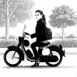 a woman is riding a motorcycle in the snow