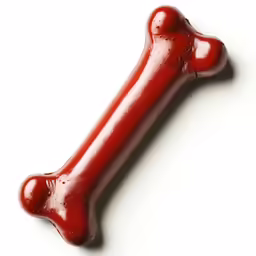 a red dog bone on a white background