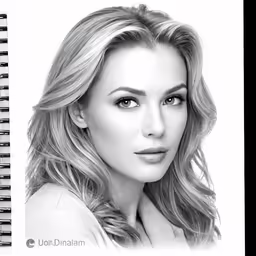a pencil drawing of a woman with big eyes