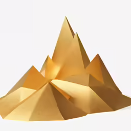 three golden mountains against a white background