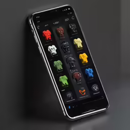 the phone shows several different color and shapes on the display
