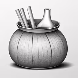 an illustration of a large cup with some sticks in it
