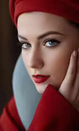 a beautiful young lady with long hair and a red shawl