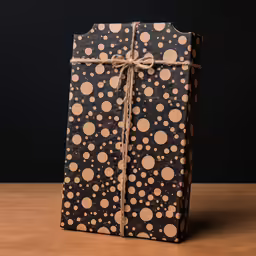 a brown gift box tied with twine on table