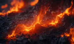 the flames of the fire are glowing and bright