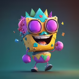 a strange looking cartoon character wearing a crown