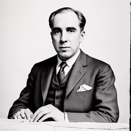 the man in the suit is sitting and posing