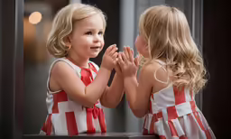 two girls that are standing up touching their hands