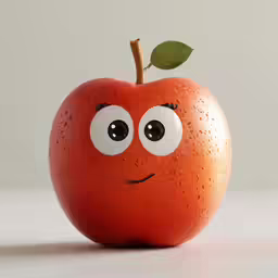 a very cute red apple with some eyes