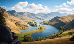 there are many animals grazing by the water