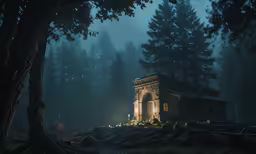 a large house that is out in the middle of some trees