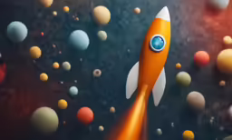 an illustration of a rocket that has been launched