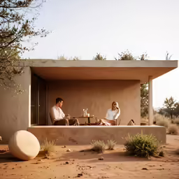 a couple of people are sitting on a ledge