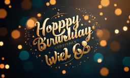 a happy birthday greeting card with lights in the background