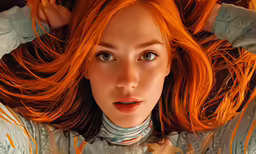 this is an image of a girl with red hair