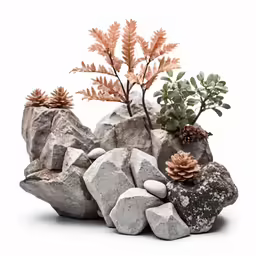 rocks and succulents arranged around one another
