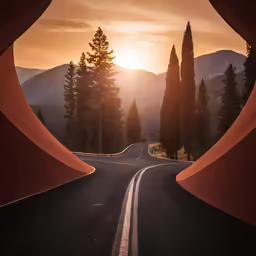 a view from a window on an empty road