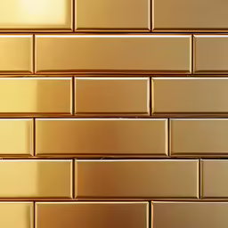 a gold colored tile with white and gold strips