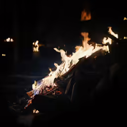 a close up of a fire that is outside