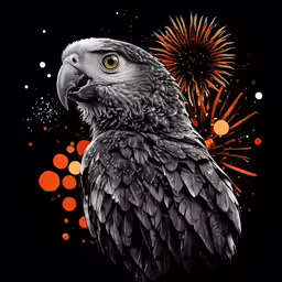 a gray bird with an orange beak looking up