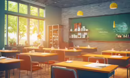 a photo taken in a classroom showing the table and chair